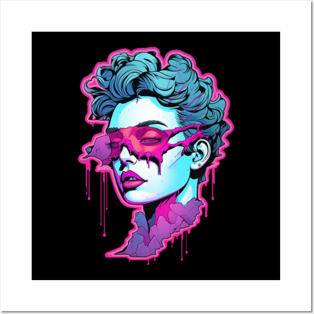 Vaporwave Girl Pink Blue Fairy Kei Wall Art by Nightarcade